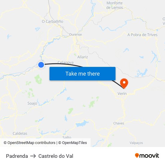 Padrenda to Castrelo do Val map