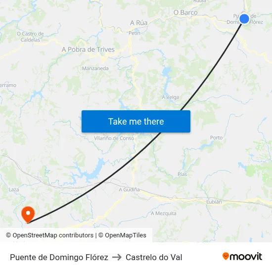 Puente de Domingo Flórez to Castrelo do Val map