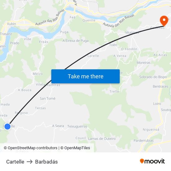 Cartelle to Barbadás map