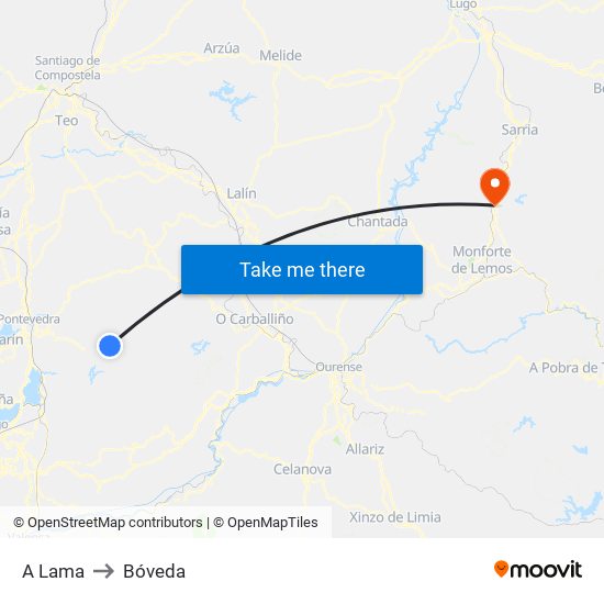 A Lama to Bóveda map