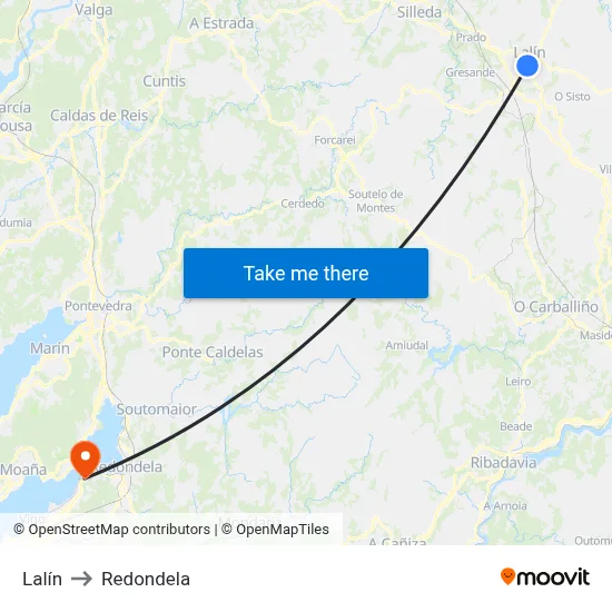 Lalín to Redondela map