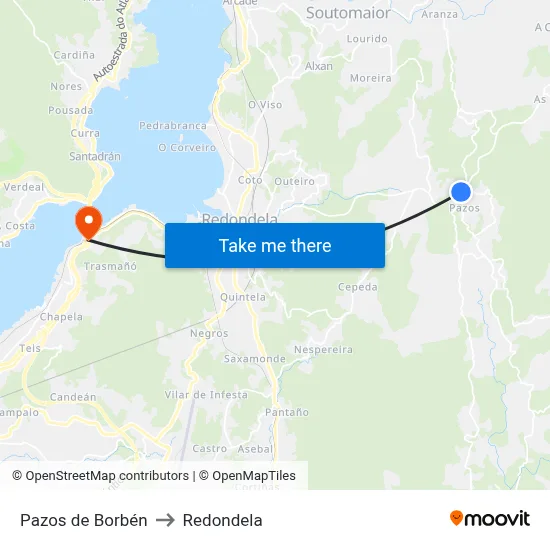 Pazos de Borbén to Redondela map