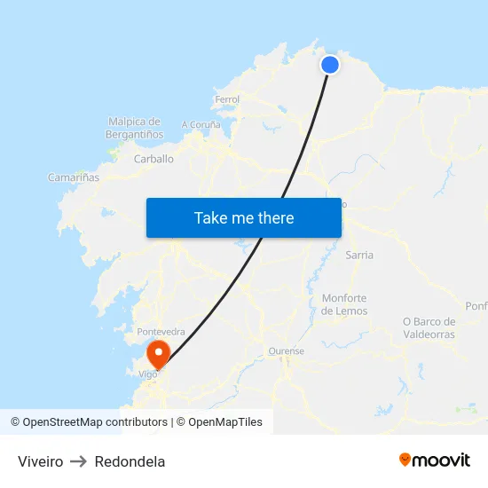 Viveiro to Redondela map