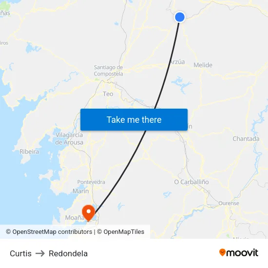 Curtis to Redondela map