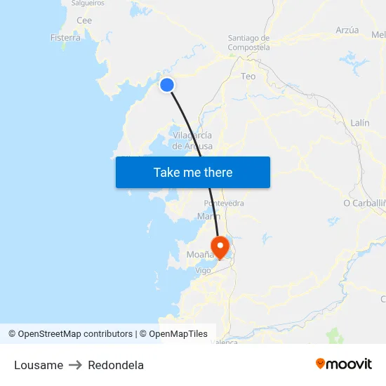 Lousame to Redondela map