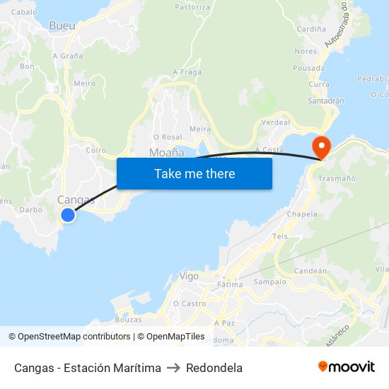 Cangas - Estación Marítima to Redondela map