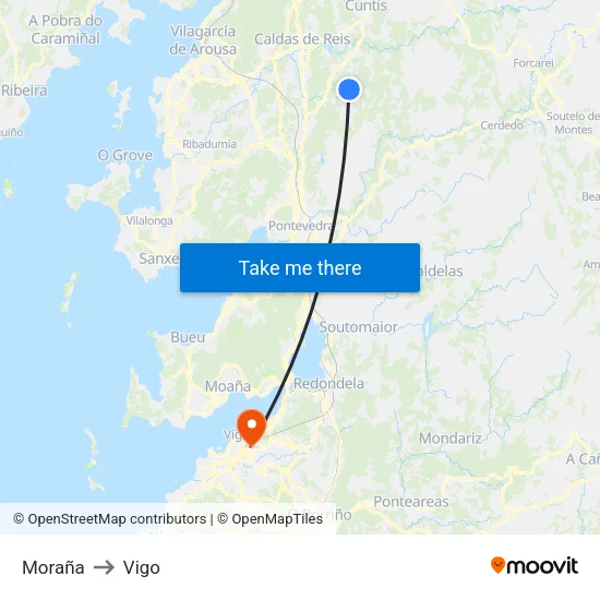 Moraña to Vigo map