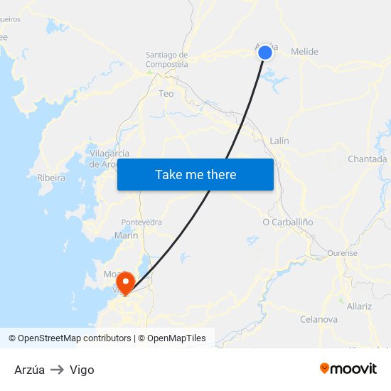 Arzúa to Vigo map