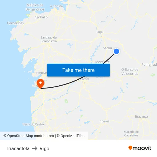 Triacastela to Vigo map