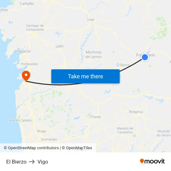 El Bierzo to Vigo map