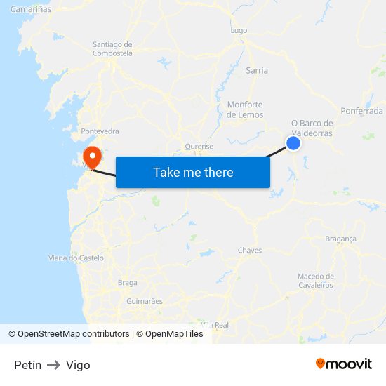 Petín to Vigo map
