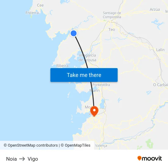 Noia to Vigo map