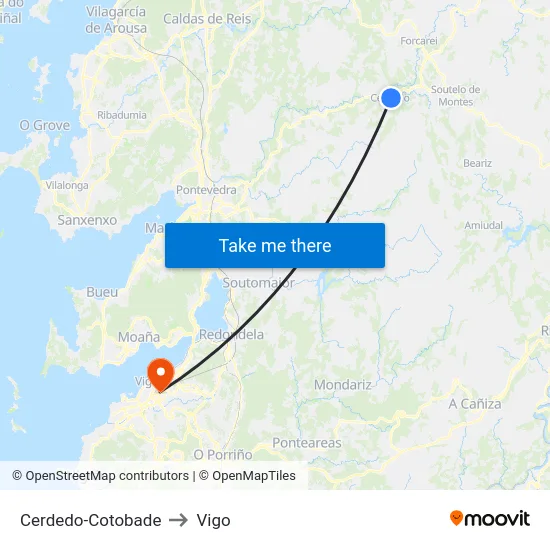Cerdedo-Cotobade to Vigo map