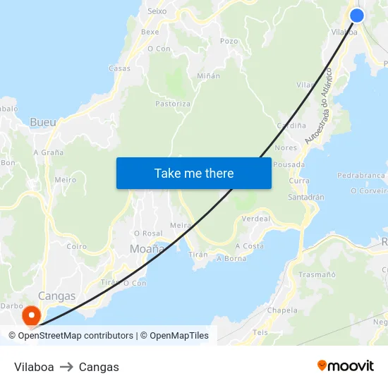 Vilaboa to Cangas map