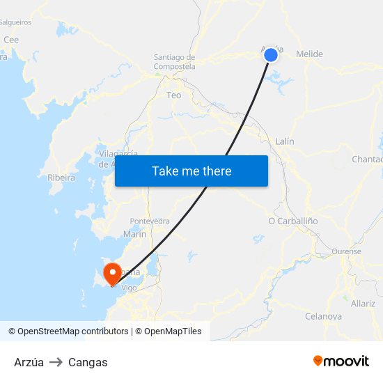 Arzúa to Cangas map