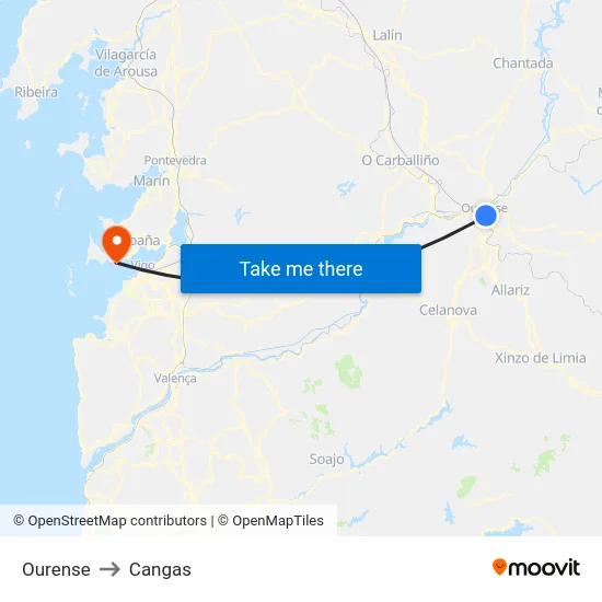 Ourense to Cangas map