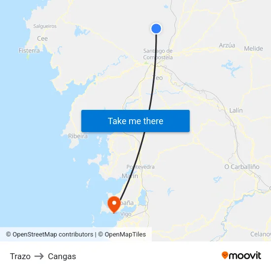Trazo to Cangas map
