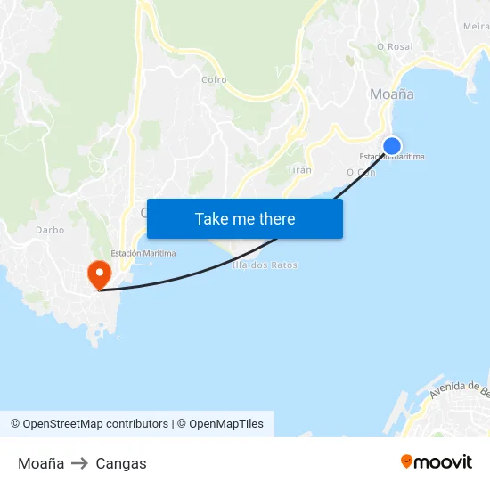 Moaña to Cangas map