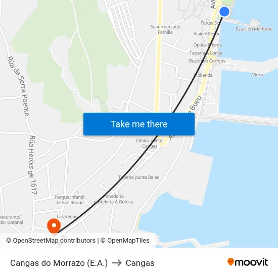 Cangas do Morrazo (E.A.) to Cangas map