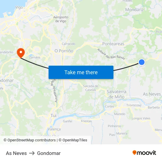 As Neves to Gondomar map