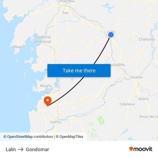 Lalín to Gondomar map