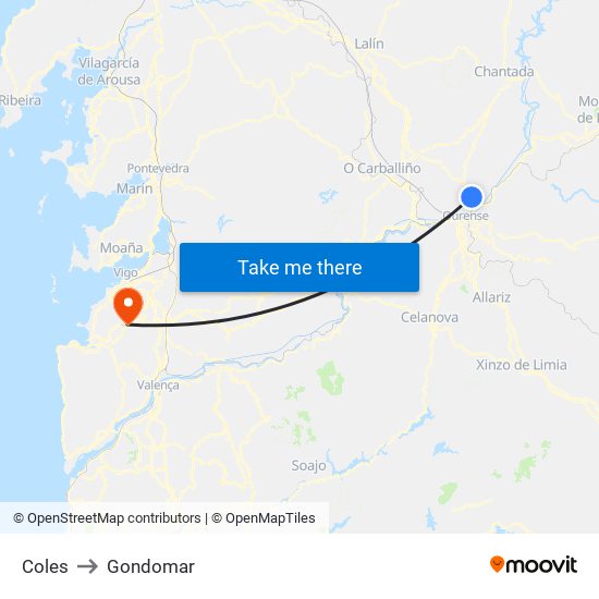 Coles to Gondomar map