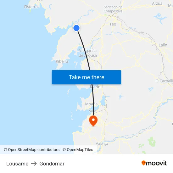 Lousame to Gondomar map