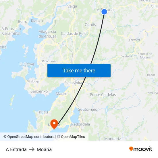 A Estrada to Moaña map