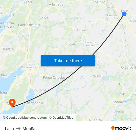 Lalín to Moaña map