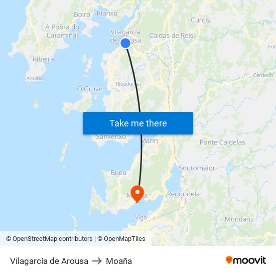 Vilagarcía de Arousa to Moaña map