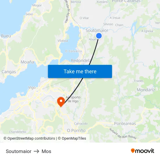 Soutomaior to Mos map