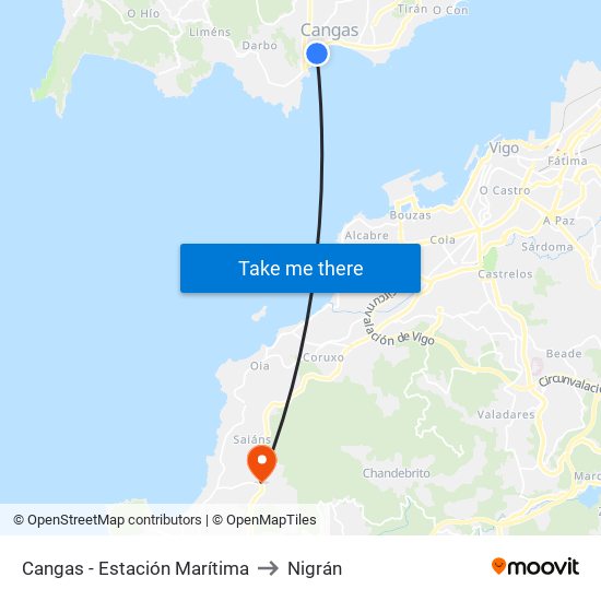 Cangas - Estación Marítima to Nigrán map