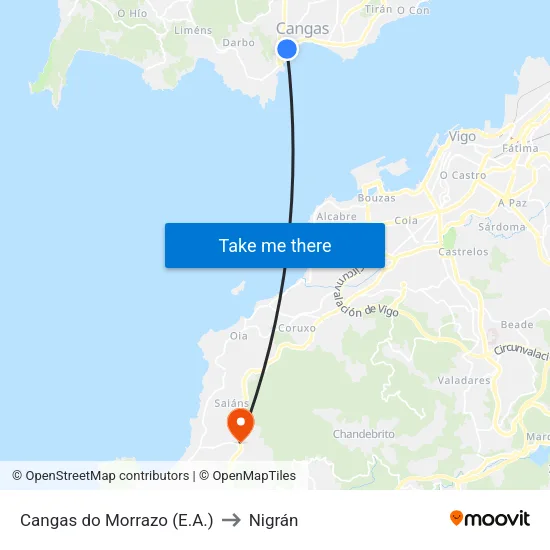 Cangas do Morrazo (E.A.) to Nigrán map