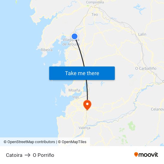 Catoira to O Porriño map