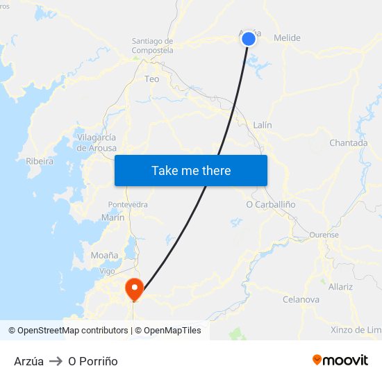 Arzúa to O Porriño map