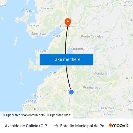 Avenida de Galicia (O Porriño) to Estadio Municipal de Pasarón map