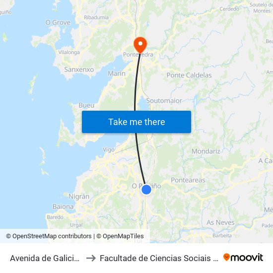 Ponte Galo (Avda.De Galicia) to Facultade de Ciencias Sociais E da Comunicación map