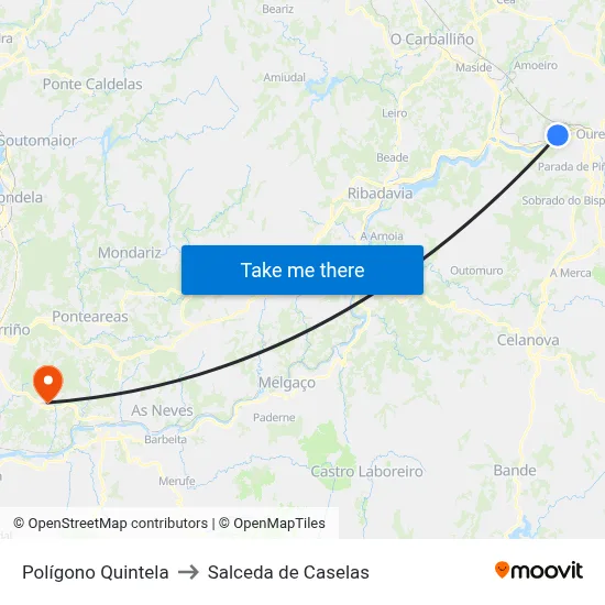 Polígono Quintela to Salceda de Caselas map