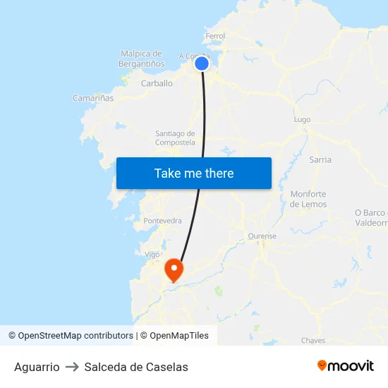 Aguarrio to Salceda de Caselas map