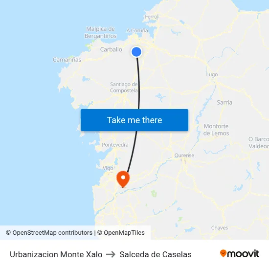 Urbanizacion Monte Xalo to Salceda de Caselas map