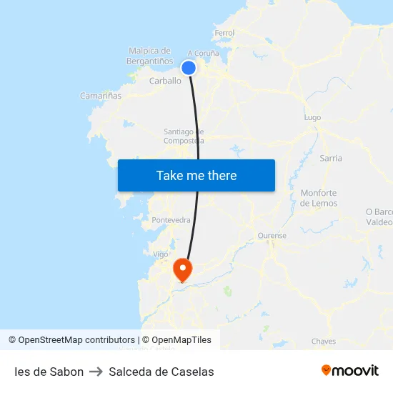 Ies de Sabon to Salceda de Caselas map