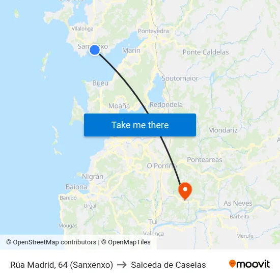 Rúa Madrid, 64 (Sanxenxo) to Salceda de Caselas map
