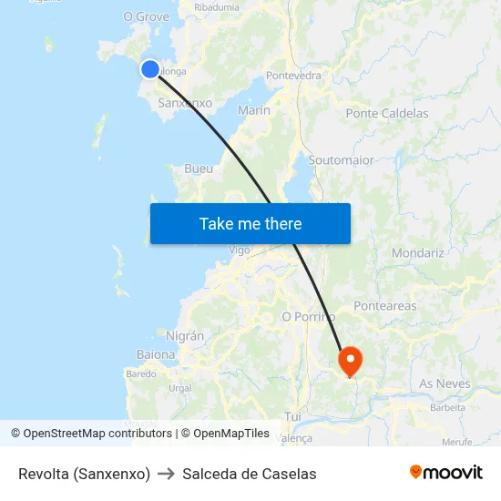 Revolta (Sanxenxo) to Salceda de Caselas map