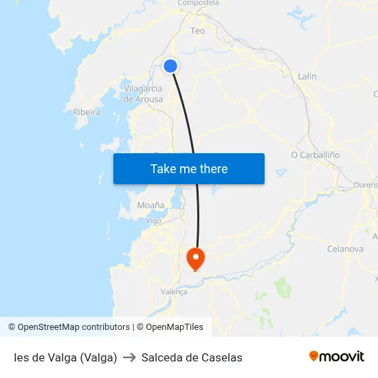 Ies de Valga (Valga) to Salceda de Caselas map