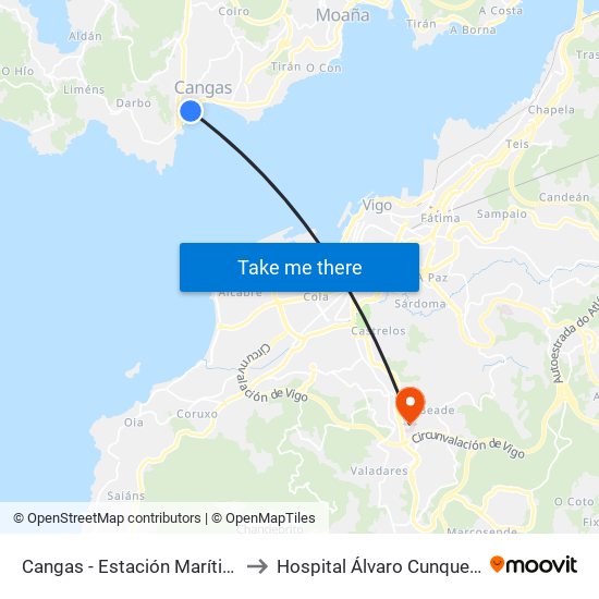 Cangas - Estación Marítima to Hospital Álvaro Cunqueiro map