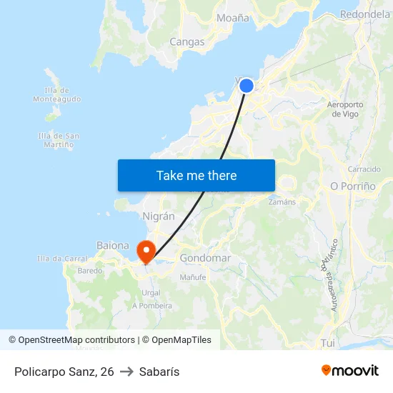 Policarpo Sanz, 26 to Sabarís map