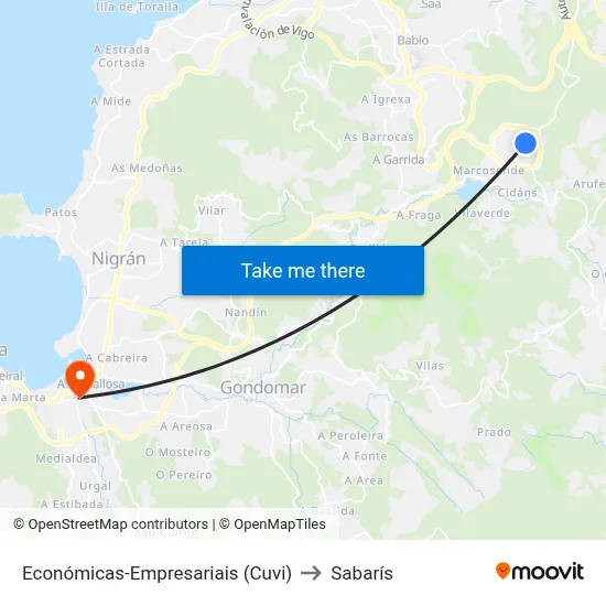 Económicas-Empresariais (Cuvi) to Sabarís map
