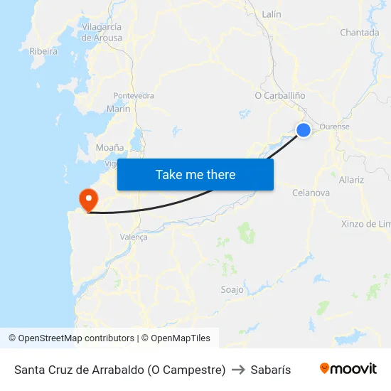 Santa Cruz de Arrabaldo (O Campestre) to Sabarís map