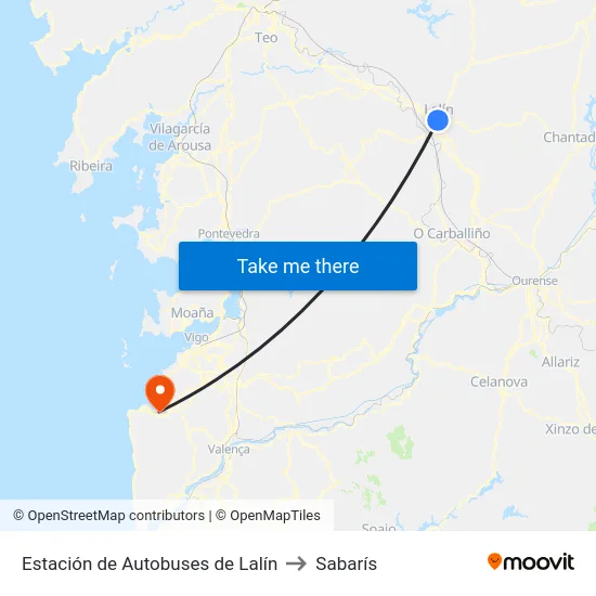 Estación de Autobuses de Lalín to Sabarís map