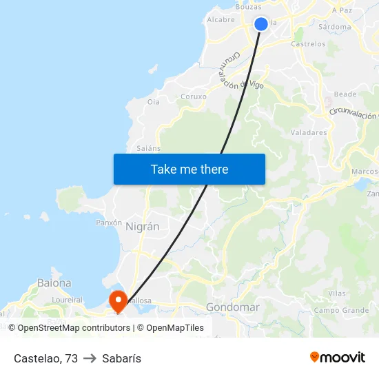 Castelao, 73 to Sabarís map